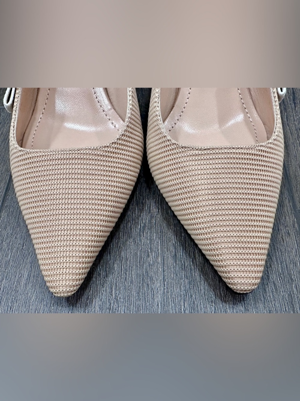 CHRISTIAN DIOR J'ADIOR FABRIC & RIBBON BEIGE KITTEN HEEL SHOES SLINGBACKS 36.5 - Picture 4 of 15